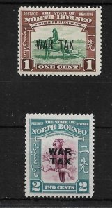 NORTH BORNEO 1941 WAR TAX SET SG 318/319 MINT LIGHTLY HINGED Cat £18+