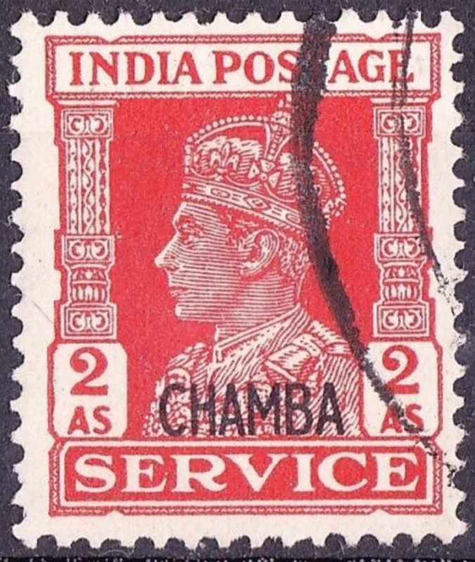 INDIA CHAMBA 1940 KGVI 2Anna Vermilion Service SGO79 VFU