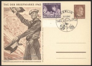 3rd Reich Germany 1942 Tag der Briefmarke Kriegsmarine Propaganda Card US 103606