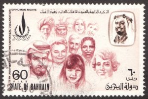 1973 State of Bahrain Sc #195 - 60 Fils - Human Rights - Used stamp Cv$12.50