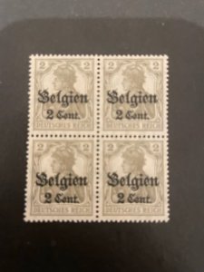 Belgium German Occ sc N10 MNH block of 4