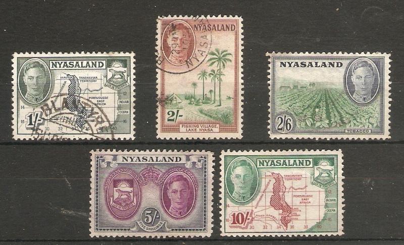 NYASALAND 1945 1s - 10s SG 152/156 LIGHTLY USED