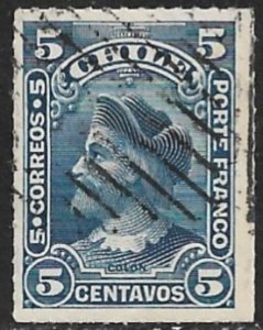 CHILE 1900-01 5c COLUMBUS Type I Portrait Issue Sc 41 VFU