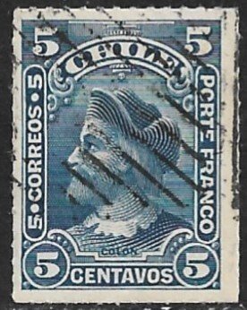 CHILE 1900-01 5c COLUMBUS Type I Portrait Issue Sc 41 VFU