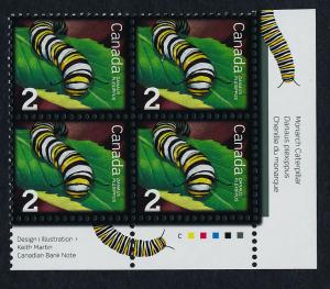 Canada 2328 BR Plate Block MNH Monarch Caterpillar