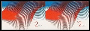 US 4954a Two Dollar Patriotic Wave $2 imperf NDC horz pair MNH 2015