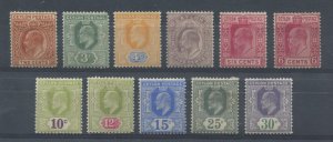 Ceylon KEVII 1904 various values to 30 cents mint o.g. hinged