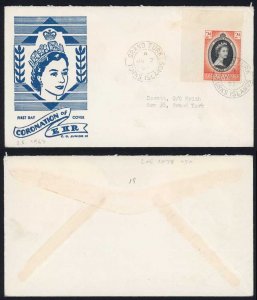 Turks and Caicos 1953 Coronation illustrated FDC