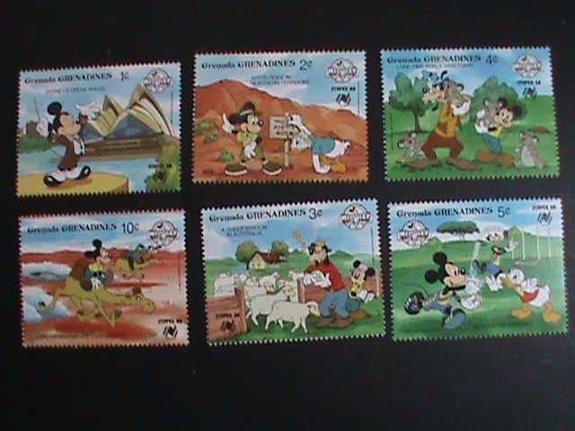 DISNEY-GRENADA STAMP 1988- SYDPEX'88 TRAVEL TO AUSTRALIA -STAMP MNH SET  VF