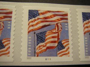 Scott 5655, Forever Flags on Parade, 2022 Coil, PNC7 #B111, MNH Beauty