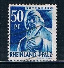 Germany Rheinland Pfalz 6N26: 50pf Guttenberg statue, used, VF