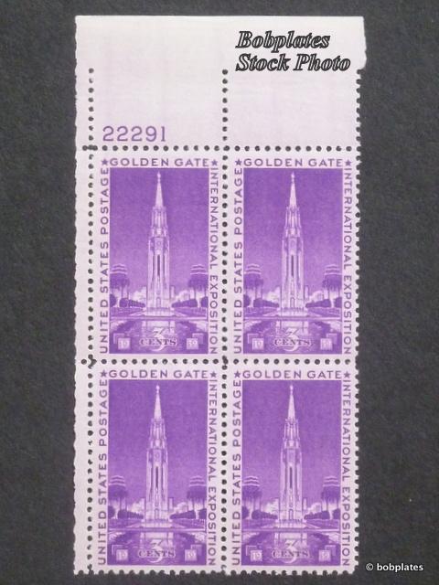 BOBPLATES #852 Golden Gate Lower Left Plate Block 22290 F-VF NH SCV=$1.5