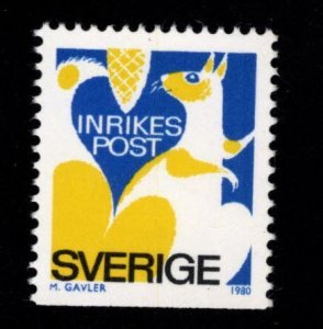 SWEDEN Scott 1323 MNH** Inrikes Squirrel Post, perf 15 on 3 sides 1980