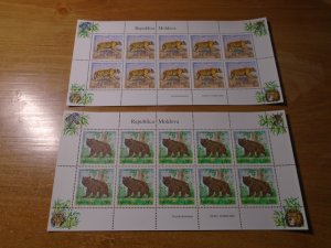 Moldova  #  383-86   MNH  Wild  Animals  complete sheets