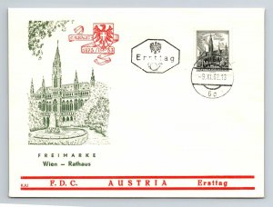 Austria 1962 FDC - Vienna City Hall - F13198