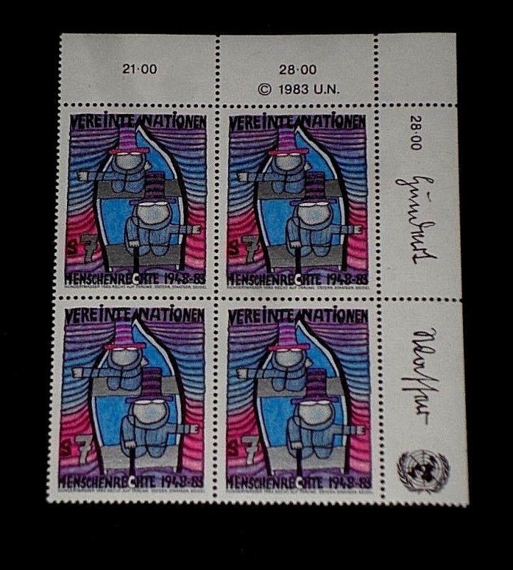 U.N. 1983, VIENNA #38, HUMAN RIGHTS. INSC. BLK/4, MNH, NICE!! LQQK!!