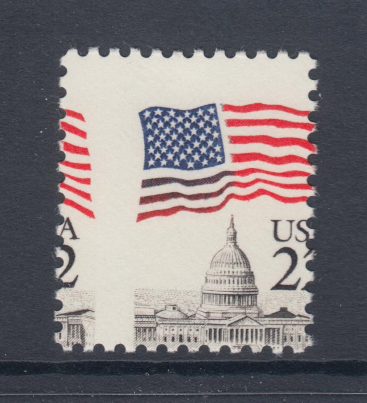 US Sc 2114 MNH. 1985 22c Flag Over Capitol Dome, 2-way MISPERF, VF ERROR