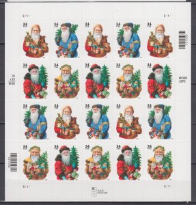 (S) USA #3537-40 Santa Claus  Full Sheet of 20 stamps MNH