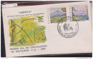 O) 1990 EL SALVADOR, AMERICA UPAEP, LANDSCAPE, PAINTING - VOLCANO CHICHONTEPEC, 
