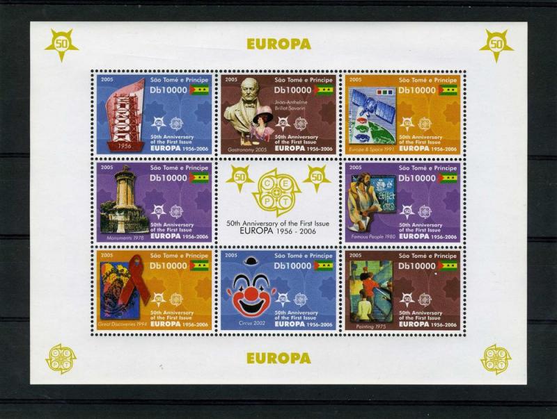 Sao Tome & Principe 2005 EUROPA 50th.Anniv. (8)+ label Perforated Mint (NH)