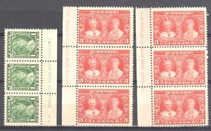 Canada #211 Plate No2, 213 Plate No1, 2 -- Mint VF NH  Strip of 3