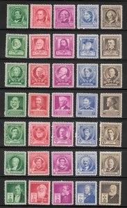 United States Scott 859-93 Unused HOG - 1940 Famous Americans Set - SCV $33.10