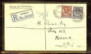 NORTHERN RHODESIA (P1210B) KGV 1 1/2D+4D REG FROM LUANSHYA TO NDOLA