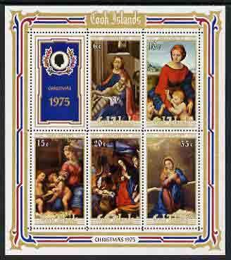 COOK ISLANDS - 1975 - Christmas Paintings - Perf Min. Sheet - Mint Never Hinged