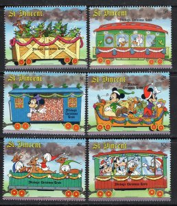 Thematic Stamps Others - ST.VINCENT 1988 DISNEY TRAIN 6v short set mint