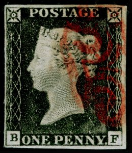 SG3, 1d grey-black PLATE 3, FINE USED. Cat £525. RED MX. 4 MARGINS. BF