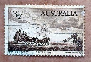 Australia #281 3½p Cobb Company Mail Coach USED (1955)