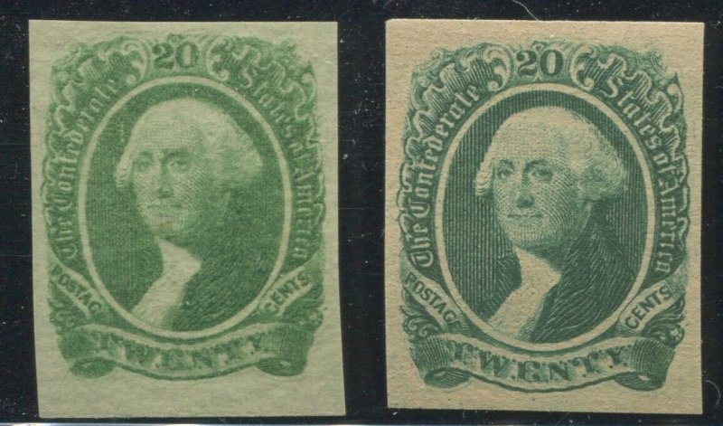 Confederate States 13 Lot of Two Mint NH Stamps with Nice Shades BX5254