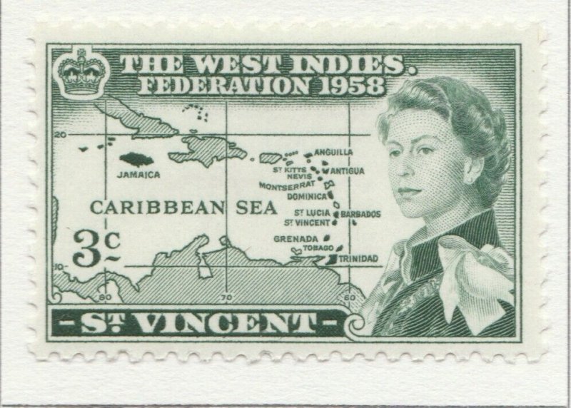 1958 British Colony ST. VINCENT 3cMH* Stamp A28P44F30227-
