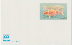 U.S. Scott UX555 2009 .28 Postcard White, Orange & White Koi