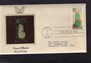 1942 Barrel Cactus, FDC PCS Gold Replica addressed