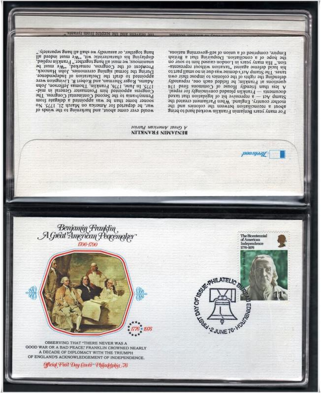 Ben Franklin Bicentennial First Day Covers (1976) Set of Six