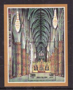 Madagascar Malagasy-Sc#1215-unused NH sheet-Churches-Westminster Abbey-1994-