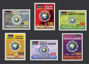 2020 SOUTH SUDAN - FULL SET 6v - JOINT ISSUE - PANDEMIC CORONAVIRUS SARS RARE MNH-