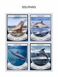 SIERRA LEONE - 2018 - Dolphins - Perf 4v Sheet - Mint Never Hinged