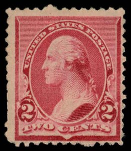 US Sc 220 MINT NO GUM - 1890 2¢ - Washington; Soft Porous Paper