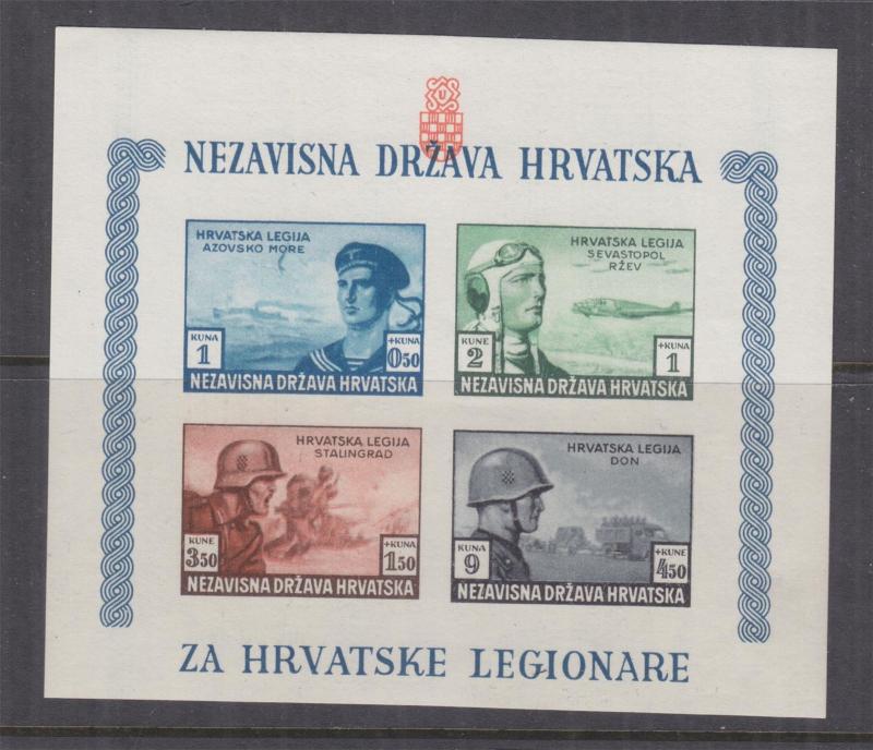 CROATIA, 1943 Croat Legion Relief Fund Souvenir Sheet, imperf., mnh.