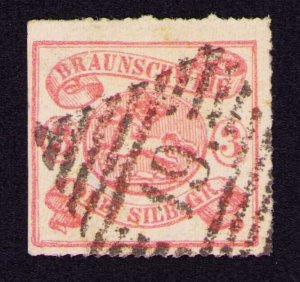 GERMANY BRUNSWICK  1864 SCOTT 18  Used CV $525  Nice Cancel