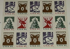 Three Panes x 20 = 60 of CHRISTMAS KNITS 41¢ US Postage Stamps. USA Sc 4207-4210