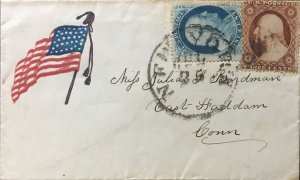 US Scott 24 and 26 on patriotic cover