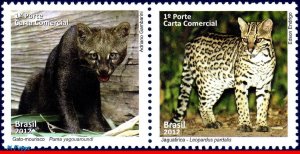 3220 BRAZIL 2012 CAT-MOORISH AND OCELOT, CATS, FAUNA, RHM C-3217-18, SET MNH