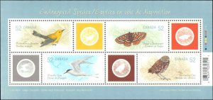 Canada #2285, Complete Set, 2008, Birds, Butterflies, Never Hinged