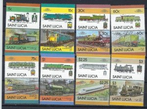 St Lucia 807-14 MNH 1986 Locomotives