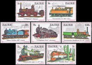 Zaire 1980 Sc 936-942 Trains $10.85