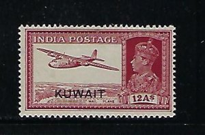 KUWAIT #52 1939 INDIA OVERPRINTS  12A (CARMINE LAKE) - MINT LIGHT  HINGED