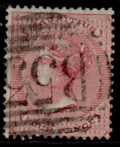 MAURITIUS QV SG62, 4d rose, USED. 